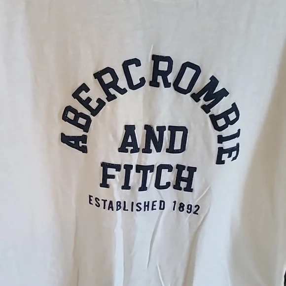 Abercrombie & Fitch White Tee with Navy Logo - Picture 3 of 4